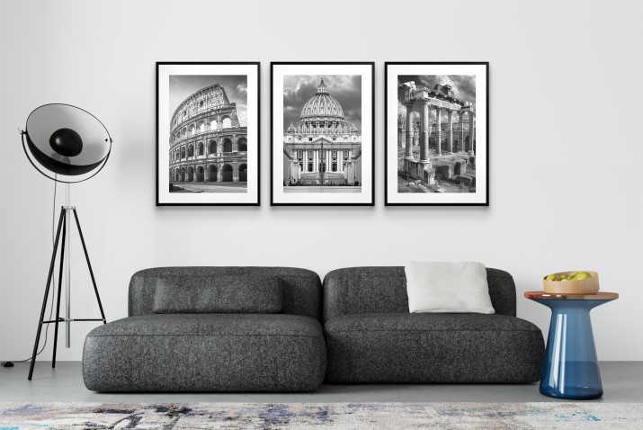 Zestaw 3 Plakatów Rzym – Koloseum, Bazylika św. Piotra, Forum Romanum – Klasyczna Dekoracja Ścienna 94101 - zdjęcie 6