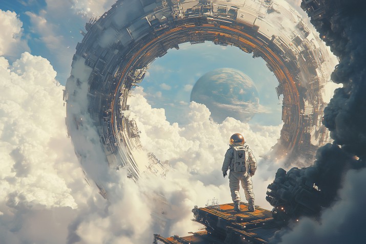 Futurystyczna Fototapeta Kosmos i Astronauta | Dekoracja Fantasy do pokoju młodzieżowego 81564 - zdjęcie 2