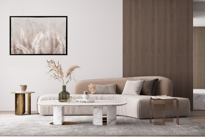 Obraz na płótnie w Ramie American Box | Subtelne, beżowe pióra- dekoracja na ścianę w stylu boho R64636 - zdjęcie 9