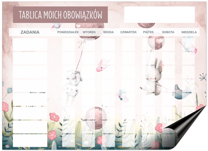 Tablica do nauki obowiązków dla dzieci | Magnetyczna Tablica motywacyjna dla dziewczynki + 118 buziek 4626 - zdjęcie 7