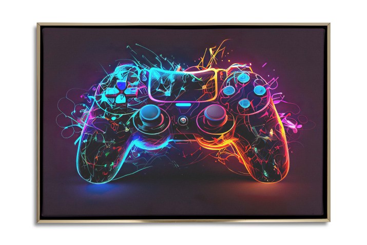 Obraz na płótnie w Ramie American Box | Neonowy kontroler, pad- dekoracja do pokoju gracza R64614 - zdjęcie 4