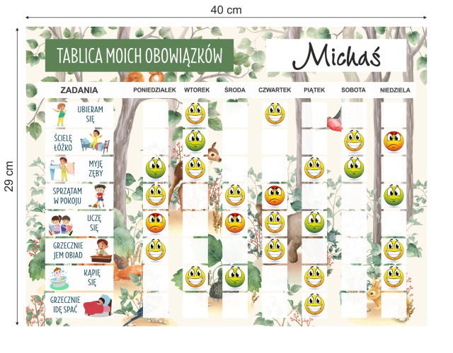 Tablica magnetyczna na lodówkę | Planer dla dzieci- tablica motywacyjna z listą obowiązków + 118 buziek 4629 - zdjęcie 3