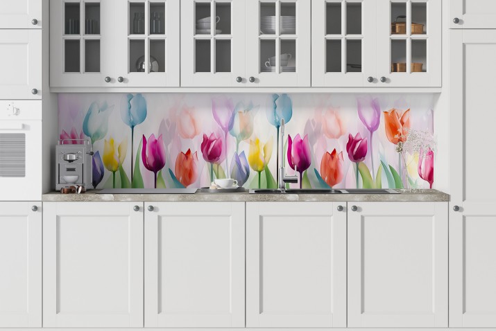 Panel kuchenny na ścianę- kolorowe tulipany 81646 - zdjęcie 2