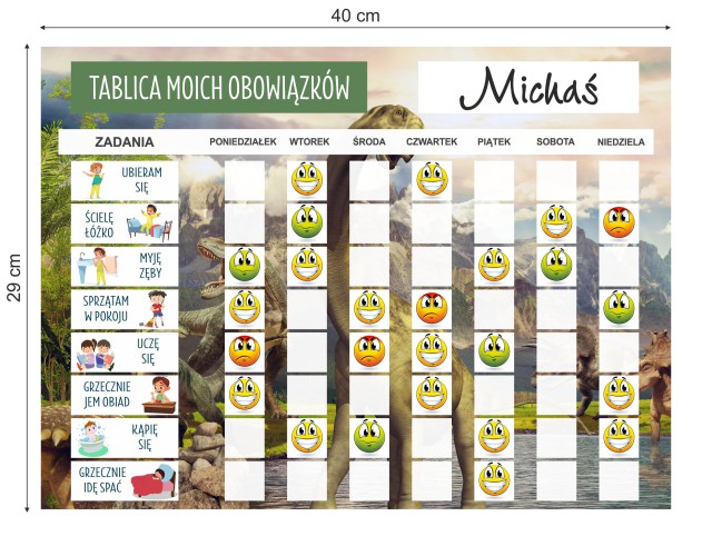Tablica motywacyjna na lodówkę | Planer obowiązków dla dzieci- Lista zadań + 118 buziek 4630 - zdjęcie 4
