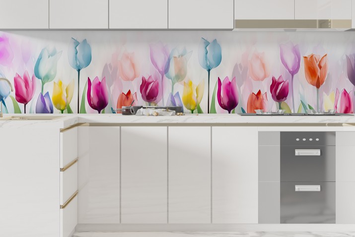 Panel kuchenny na ścianę- kolorowe tulipany 81646 - zdjęcie 3