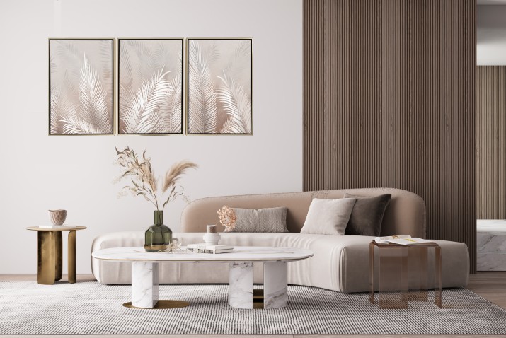 Obrazy w Ramie American Box | Liście Palmowe na Beżowym Tle | Elegancki Tryptyk w stylu boho R32293 - zdjęcie 8