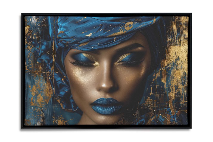 Obraz na płótnie w Ramie American Box | Kobieta Glamour w Złocie i Granacie | Nowoczesna dekoracja na ścianę R73079 - zdjęcie 4
