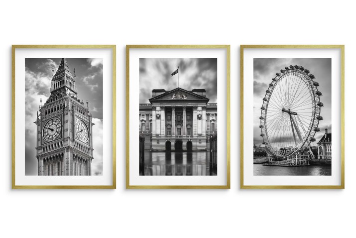 Zestaw 3 plakatów Czarno- biały Londyn – Big Ben, Pałac Buckingham, London Eye – elegancka dekoracja ścienna 94099 - zdjęcie 4