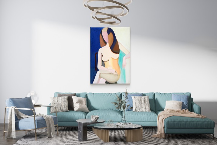 Reprodukcja obrazu &amp;amp;quot;Seated Female Nude&amp;amp;quot; Vilhelma Lundstrøma - Abstrakcyjny Akt Kobiecy na Płótnie - zdjęcie 3