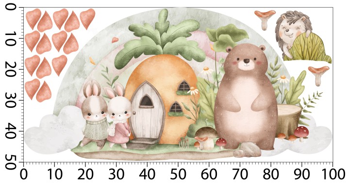 Dziecięce Naklejki ścienne w stylu skandynawskim, boho- urocze zwierzątka | Stonowane, Pastelowe barwy do pokoju malucha T42095 - zdjęcie 3