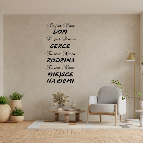 755 Naklejki ścienne napisy na ścianę Tu jest nasz Dom Rodzina Serce Tu jest nasze miejsce na ziemi - zdjęcie 5