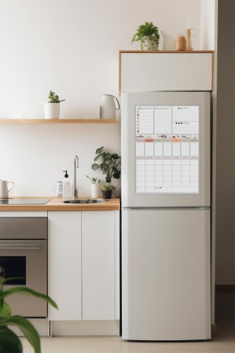 Planer magnetyczny XXL | Tablica na magnes suchościeralna | Organizer, Harmonogram na lodówkę + Notes Lista zakupów i Pisak 4620 - zdjęcie 4