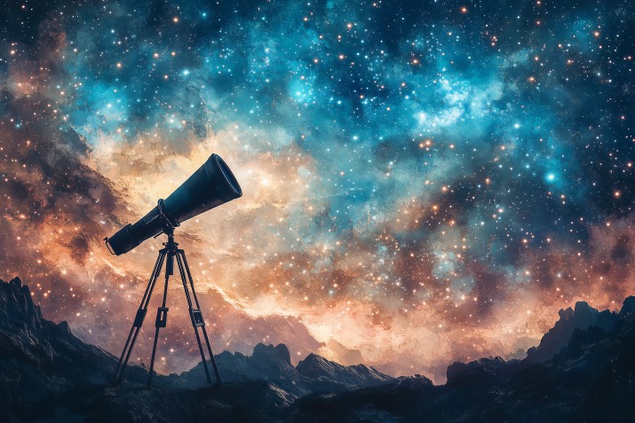 Zachwycająca Fototapeta- Nocne Niebo i Teleskop | Nowoczesna dekoracja do pokoju młodzieżowego 81557 - zdjęcie 2