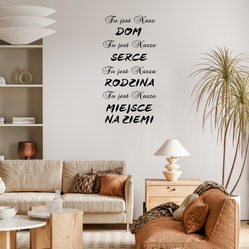 755 Naklejki ścienne napisy na ścianę Tu jest nasz Dom Rodzina Serce Tu jest nasze miejsce na ziemi - zdjęcie 4