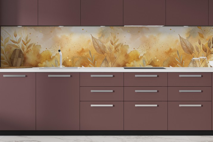 Nowoczesny panel kuchenny nad blat- Złote Liście 81641 - zdjęcie 2