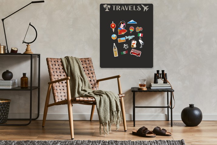 Samoprzylepna Tablica magnetyczna na magnesy z podróży na ścianę, lodówkę- Travels 58x70cm 67412 - zdjęcie 5