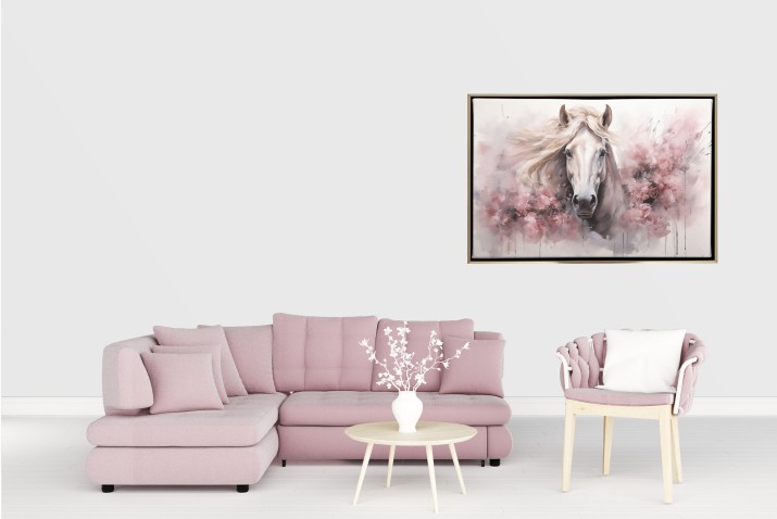 Obraz na ścianie w Ramie American Box | Koń w różowych kwiatach | Obraz w stylu akwareli R73005 - zdjęcie 9