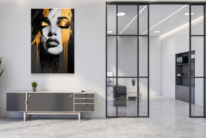 Czarno-Złoty Portret Kobiety | Obraz na Płótnie w Stylu Modern Glamour | Wyjątkowa Dekoracja na ścianę 94053 - zdjęcie 5