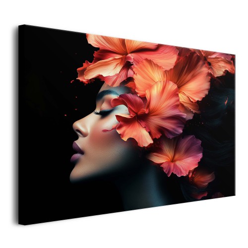 Luksusowy obraz – Piękna kobieta z hibiskusem | Nowoczesna dekoracja ścienna do wnętrz Glamour 81573 - zdjęcie 2