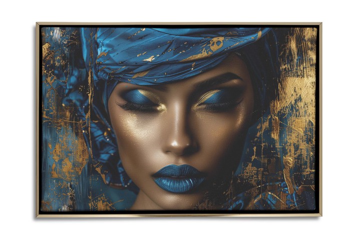 Obraz na płótnie w Ramie American Box | Kobieta Glamour w Złocie i Granacie | Nowoczesna dekoracja na ścianę R73079 - zdjęcie 3