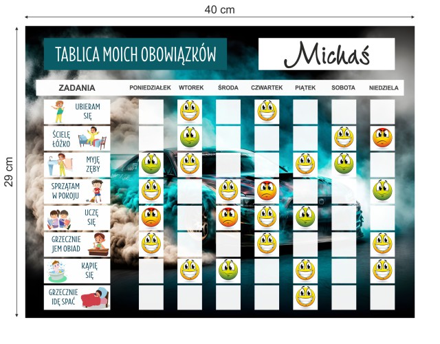 Nauka obowiązków dla dzieci, Dziecięcy Planer zadań- Tablica motywacyjna na magnesie + 118 buziek 4628 - zdjęcie 5