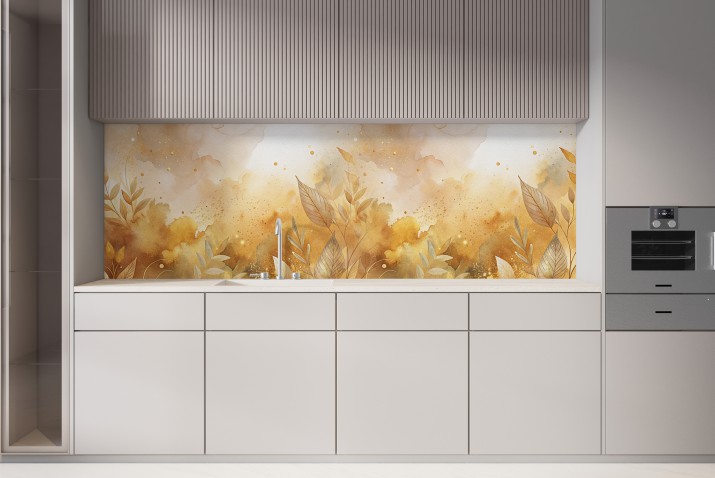 Nowoczesny panel kuchenny nad blat- Złote Liście 81641 - zdjęcie 3