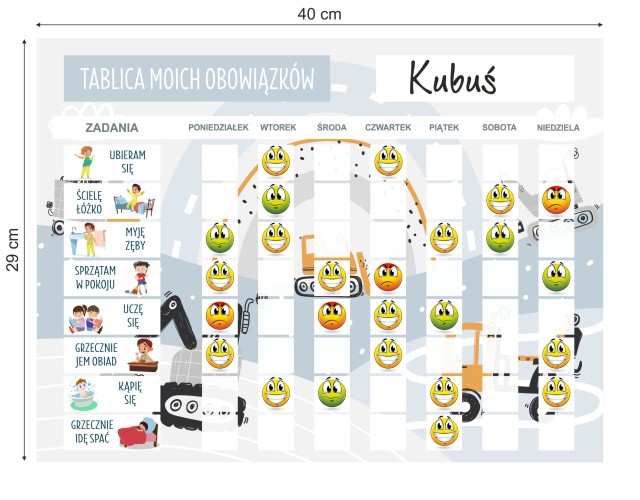 Tablica motywacyjna dla dzieci | Planer zadań na lodówkę dla chłopca + 118 buziek 4625 - zdjęcie 2