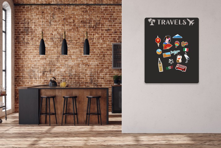 Samoprzylepna Tablica magnetyczna na magnesy z podróży na ścianę, lodówkę- Travels 58x70cm 67412 - zdjęcie 4