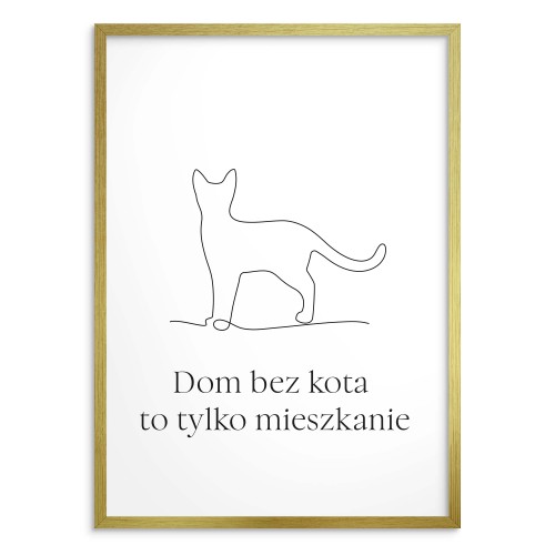 Elegancki Czarno- biały Plakat z kotem | Grafika w stylu Line Art- Dom bez kota to tylko mieszkanie 81689 - zdjęcie 4