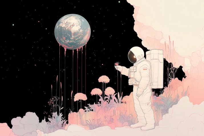 Fototapeta Astronauta i Kosmos – Unikalna Dekoracja Ścienna Science-Fiction 81562 - zdjęcie 2