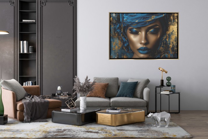 Obraz na płótnie w Ramie American Box | Kobieta Glamour w Złocie i Granacie | Nowoczesna dekoracja na ścianę R73079 - zdjęcie 7