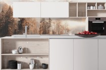 Ochronny Panel między szafki kuchenne | Nowoczesna dekoracja nad blat- pejzaż w beżu i brązie P20833 Naklejkomania - zdjecie 1 - miniatura