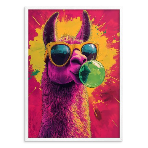Humorystyczna dekoracja na ścianę- kolorowa lama Pop Art | Młodzieżowy, zabawny Plakat do nowoczesnych wnętrz 94121 - zdjęcie 4