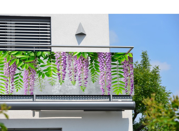 Nowoczesna Osłona balkonowa- kwiaty na betonie | Dekoracyjna mata na balkon, taras 81775