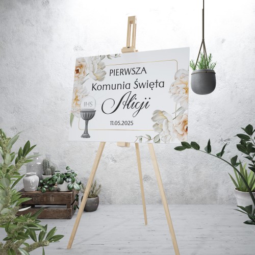 Elegancki Plakat powitalny Komunia Święta I Tablica powitalna na Pierwszą Komunię Świętą I Pamiątka 61740 - zdjęcie 5