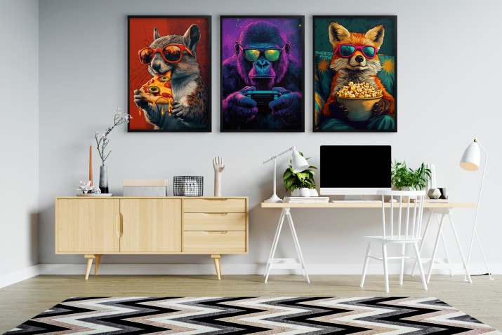 Młodzieżowe Plakaty Pop-Art Zwierzęta w Okularach – Śmieszna Dekoracja dla gamera, do pokoju nastolatka 94116 - zdjęcie 6