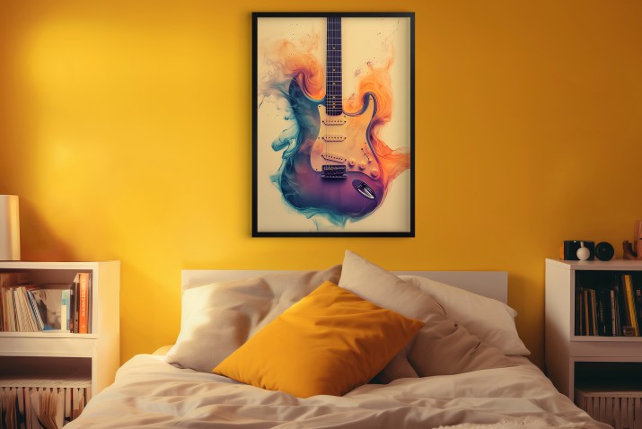 Gitara Elektryczna z Kolorowym Dymem – Nowoczesna Dekoracja, Plakat Muzyczny  94128 - zdjęcie 6