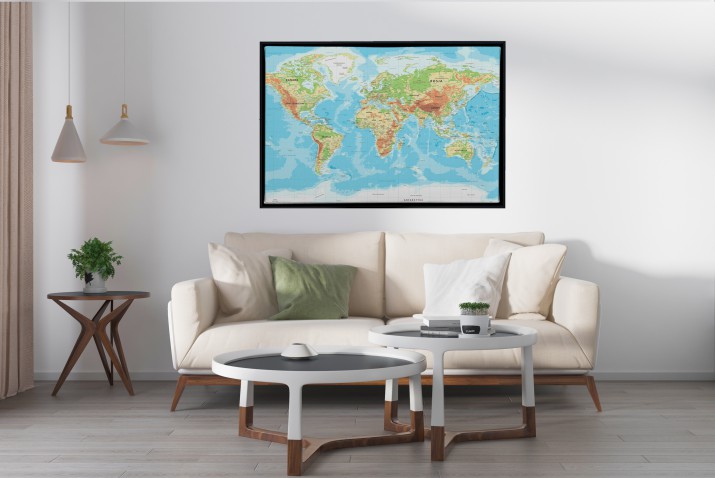 Obraz na ścianę w Ramie American Box | Mapa Świata na płótnie- nowoczesna dekoracja do gabinetu, pokoju nastolatka R68181 - zdjęcie 7