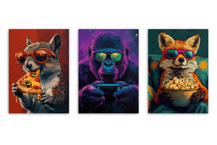 Młodzieżowe Plakaty Pop-Art Zwierzęta w Okularach – Śmieszna Dekoracja dla gamera, do pokoju nastolatka 94116 - zdjęcie 8
