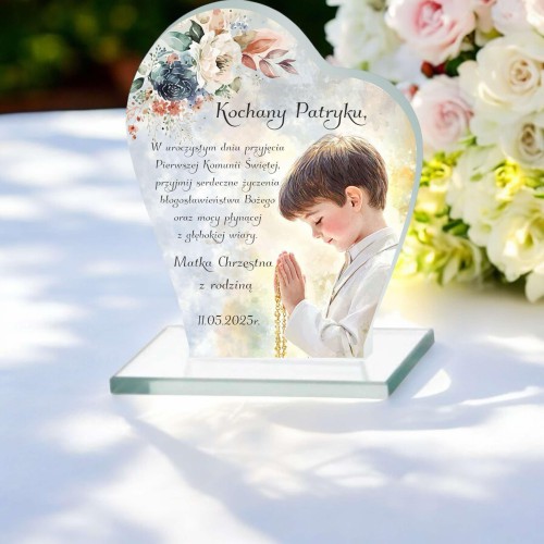 Pamiątka Pierwszej Komunii Świętej- Statuetka z dedykacją  | Prezent na komunię 66074 - zdjęcie 3