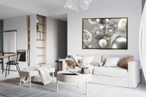 Abstrakcyjny Obraz w eleganckiej ramie American Box | Srebrne i Złote kule- nowoczesna dekoracja Glamour R241315 Naklejkomania - zdjecie 9 - miniatura