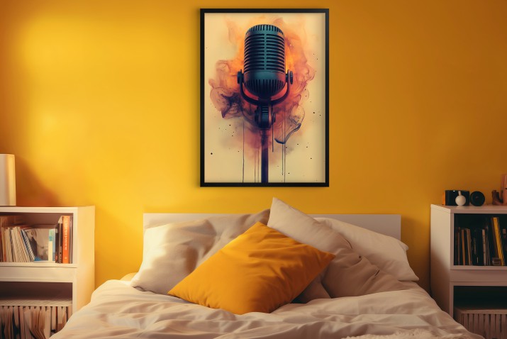 Artystyczny plakat z mikrofonem retro- Idealny dla muzyków, wokalistów i twórców | Stylowa dekoracja 94129 - zdjęcie 7