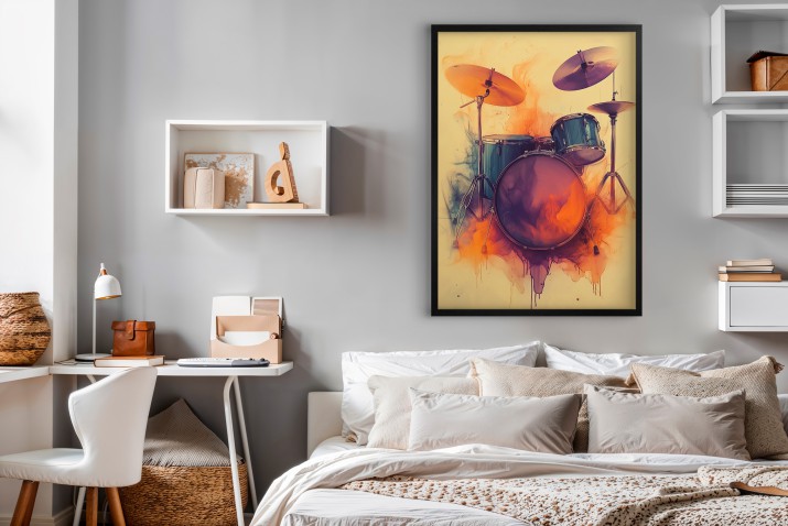 Plakat z perkusją – muzyczna dekoracja | Obraz na ścianę z instrumentem | Dekoracja dla muzyków i fanów rocka 94130 - zdjęcie 5