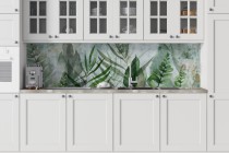 Panel kuchenny między szafki– stylowa dekoracja do kuchni | Lacobel Zielone Liście P21183 Naklejkomania - zdjecie 1 - miniatura