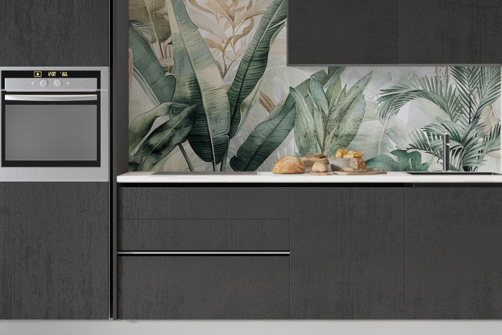 Dekoracyjny Panel ścienny- Tropikalne Liście | Osłona nad blat kuchenny w stylu Urban Jungle  P75133 - zdjęcie 3