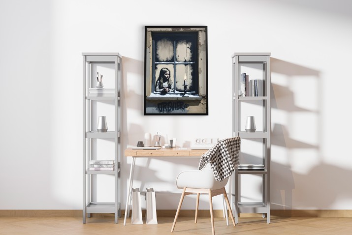 Melancholijny Plakat na ścianę w stylu street art | Mural w stylu Banksy&amp;#039;ego 81693 - zdjęcie 6