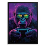 Plakat z neonowym gorylem- graczem | Nowoczesna dekoracja ścienna z motywem gamingowym 94126 Naklejkomania - zdjecie 1 - miniatura