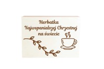 Skrzynka drewniana z grawerem na herbatę, prezent dla Chrzestnej, podziękowania Chrzest, Komunia 03 Naklejkomania - zdjecie 1 - miniatura