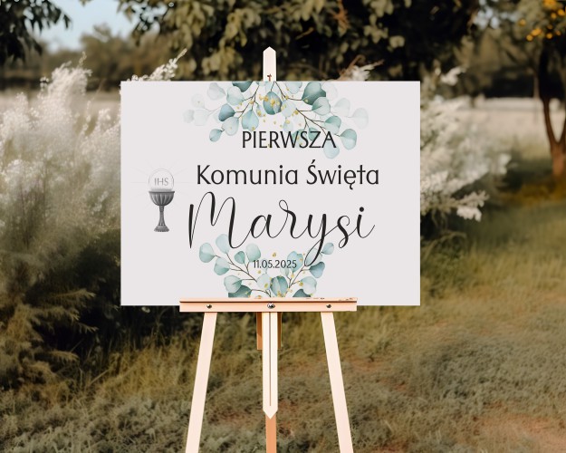 Tablica powitalna na Pierwszą Komunię Świętą Plakat powitalny Tło do zdjąć z uroczystości 61738 - zdjęcie 3