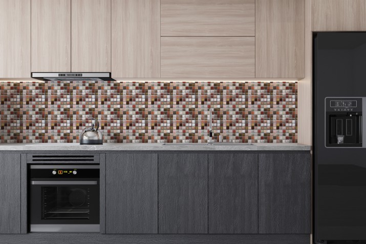 Lacobel Mozaika w brązach | Ochronny Panel ścienny do kuchni w stylu retro 81733 - zdjęcie 2